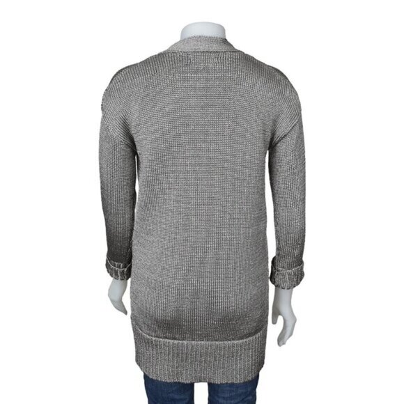 Banana Republic Metallic Chunky Knit Long Cardigan Sweater Champagne Size Small - Picture 11 of 15